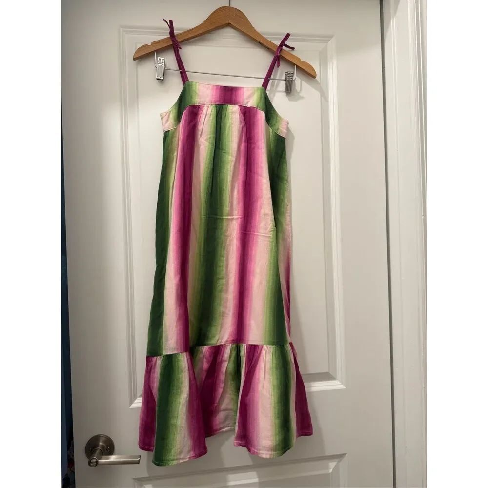 Janie And Jack Dress Girls Purple Pink Green Lined Flared Sleeveless Size 8 NWT